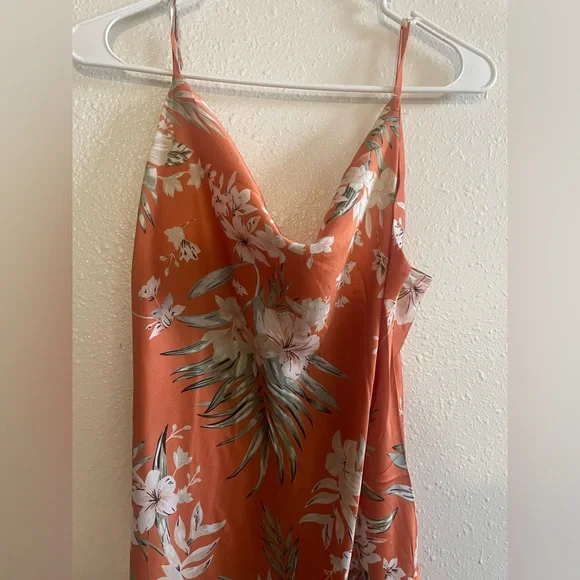 Rust Orange Tropical Flower Dress - Picture 2 of 5